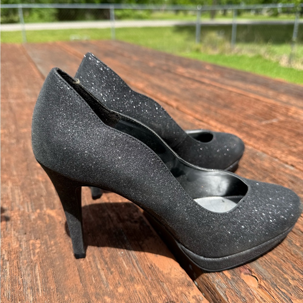 Elegant Black Glitter Heels